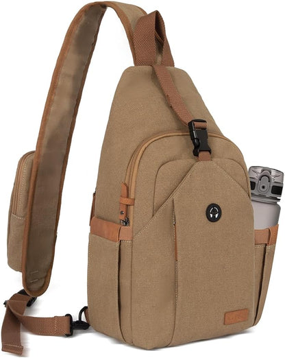 OSOCE Sling Bag for Men, Anti Theft Crossbody with Tunnel Lock, Waterproof Canvas Shoulder Backpack for Travel Hiking Daily