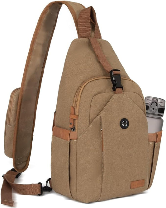 OSOCE Sling Bag for Men, Anti Theft Crossbody with Tunnel Lock, Waterproof Canvas Shoulder Backpack for Travel Hiking Daily