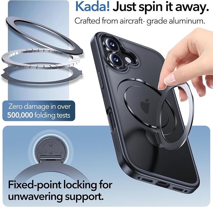 Anqrp 360° All-in-ONE Stand Case for iPhone 17 Case with Rotatable Magnetic Kickstand Ring Holder, Compatible with Mag-Safe, MIL-Grade Shockproof iPhone Phone Case Cover 6.3 inch, Black