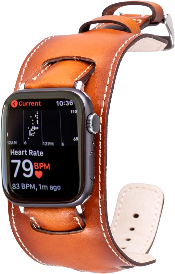 HARDISTON Cuff Watch Band Compatible with Apple 41mm for Men & Women, Handmade Genuine Leather, Compatible with iWatch Series 11 10 9 8 7 6 5 4 3 2 1 SE Ultra, Wrist Bracelet Band, Medium/Band-Russet