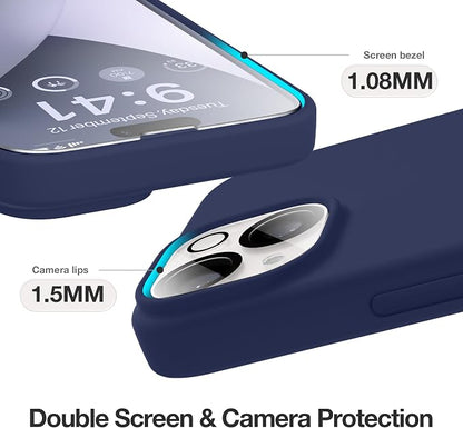 GONEZ Magnetic for iPhone 14 Case, Compatible with Magsafe, with Screen Protector + Camera Protector, Anti-Scratch Microfiber Lining, Liquid Silicone Shockproof Protective Phone Case, Midnight Blue
