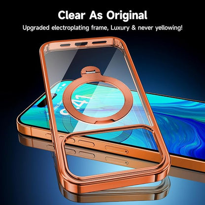 [Tri-Shield Protection] for iPhone 17 Pro Max Case with 360° Spin Stand Compatible with MagSafe [Magnetic CD Ring][Screen & Camera Lens Protector]Shockproof Plating Never-Yellowing, Cosmic Orange-6.9"
