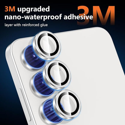 for Samsung Galaxy S25 FE Camera Lens Protector, Electroplated Matte Back with 9H Tempered Glass Lens Protector, [Strong Adsorption] [Case-Friendly] Metal Ring HD Clear Lens Cover, SliveryRing