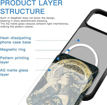 Constellation Series - Taurus Designs Magnetic for iPhone 17 pro max Case, Tarot Style Model Glass Phone Cover, Compatible with Magsafe - fits iPhone 17 pro max Case for Women