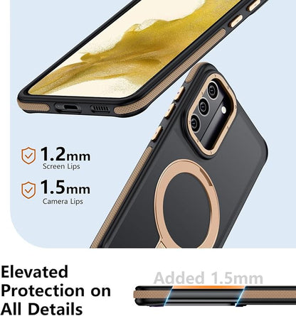 for Samsung Galaxy S22 Plus Case, Magnetic Adjustable Ring Stand [Fit for Magsafe], [Military-Grade Shockproof Protection] Phone Case with Kickstand&Ring Holder (Desert Gold)
