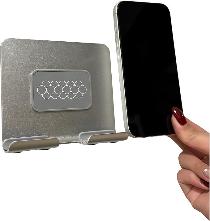 Large Wall Mount Phone Holder with Mirror, Extra Large Anti-Slip Panel, Strong Adhesive Phone Stand for Bathroom Kitchen Bedroom, Fits Phones & Tablets (4.72 x 4.13 inch)