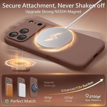 FireNova Magnetic for iPhone 17 Pro Case, Compatible with MagSafe, [Integrated Silicone Camera Control Button] [Camera Protection] Anti-Scratch Microfiber Lining Phone Case, 6.3", Light Brown