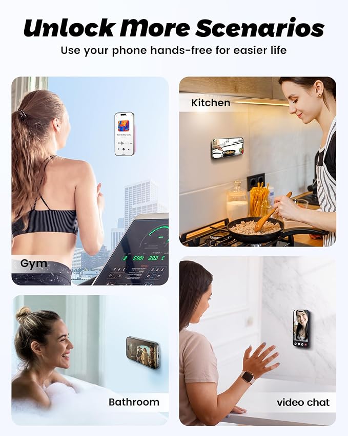 amBand Magnetic Sticky Phone Suction Grip for MagSafe, Removable for Wireless Charging, Durable Magnet Silicone Portable Mount Stand for iPhone 12 13 14 15 16 17, Hands-Free Video/Selfie, Bubble Gum