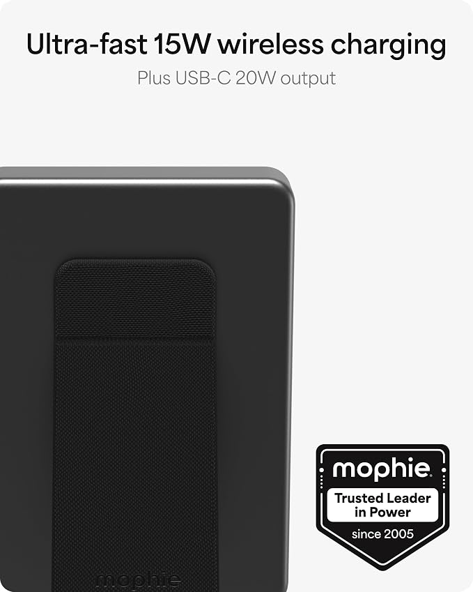 Mophie Powerstation Wireless Slim with Stand 10,000mAh Power Bank – MagSafe Compatible, 15W Qi2-Certified, 30W USB-C PD Fast Charging, Slim Battery Pack for iPhone, Android, Travel & Airplane Use