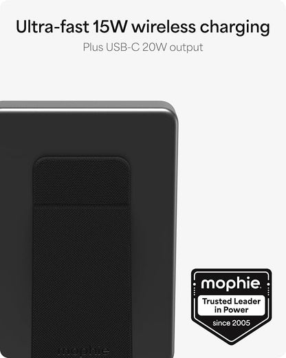 Mophie Powerstation Wireless Slim with Stand 10,000mAh Power Bank – MagSafe Compatible, 15W Qi2-Certified, 30W USB-C PD Fast Charging, Slim Battery Pack for iPhone, Android, Travel & Airplane Use