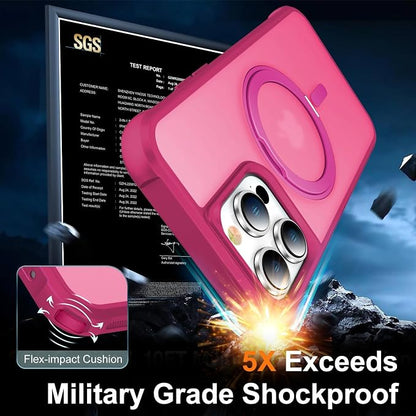 360° Magnetic Swivel Ring for iPhone 15 pro case, Built-in Metal Stand and Ring Holder, Magsafe Compatible, Military Grade Protection, Shockproof - Rose Pink