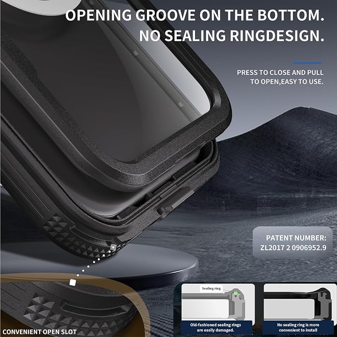 Guppy for iPhone 17 Pro Max Waterproof Magnetic Case, Built-in Screen Protector IP68 Waterproof Shockproof Dust-Proof Phone Case[14FT Military Drop Proof] 360° Full Body Protection Sealed Case, Black