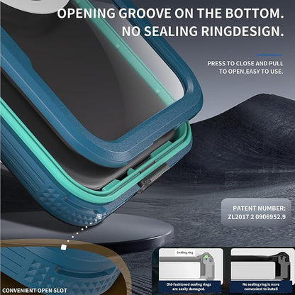 Guppy for iPhone 16 Magnetic Waterproof Case, Built-in Screen Protector [IP68 Waterproof][14FT Military Drop Proof] 360° Full Body Protection Dustproof Shockproof Heavy Duty Rugged Case, Cyan