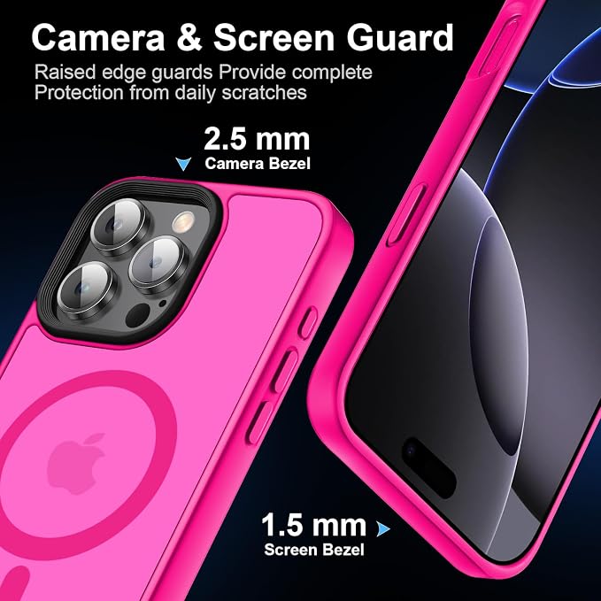 Strong Magnetic for iPhone 16 Pro Max case [10Ft Military-Grade Protection] Compatible with fit MagSafe Shockproof Slim Thin Cover case for iPhone 16 Pro Max 6.9 inch, Pink