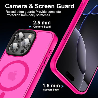 Strong Magnetic for iPhone 16 Pro Max case [10Ft Military-Grade Protection] Compatible with fit MagSafe Shockproof Slim Thin Cover case for iPhone 16 Pro Max 6.9 inch, Pink
