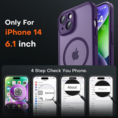 TOCOL for Phone 14 Case, Compatible with Magsafe Charger, Full Camera Protection, Drop Protection, Translucent Matte Phone Case for iPhone 14 6.1 inch (Midnight Purple)