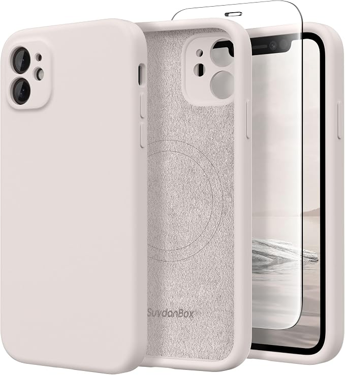 Magnetic for iPhone 11 Phone Case Silicone, Compatible with MagSafe, [Full Camera Protection][Screen Protector] Slim Shockproof Protective Case for iPhone 11 6.1", Stone