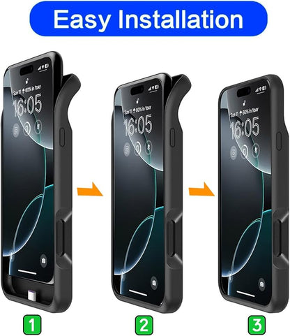 Battery Case for iPhone 16 Pro Max, Upgraded 12000mAh Battery Pack Rechargeable Charger Case with Wireless Charging Compatible for iPhone 16 Pro Max (6.9 inch) External Battery Charging Cover (Black)