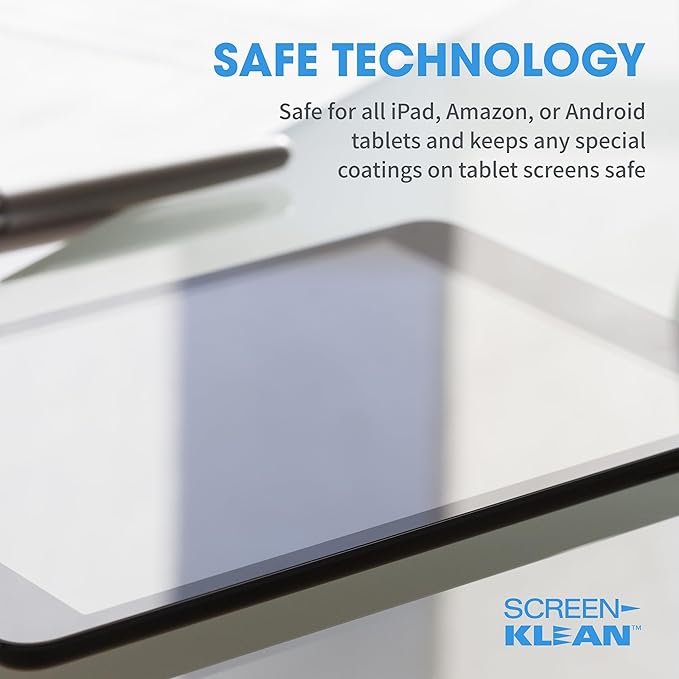 ScreenKlean Tablet Screen Cleaner - Compatible with iPad, Android & Amazon Tablet - with Carbon Microfiber Tech-Electroplated Silver-1 Count (Pack of 1)