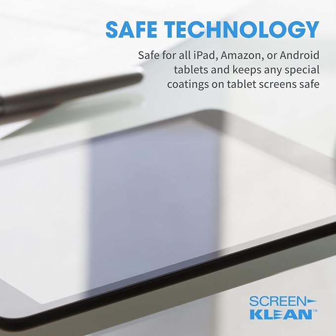 ScreenKlean Tablet Screen Cleaner - Compatible with iPad, Android & Amazon Tablet - with Carbon Microfiber Tech-Injected Green-1 Count (Pack of 1)