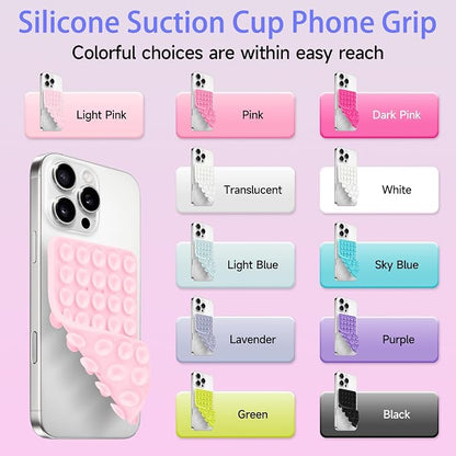 QxbBox Silicone Suction Cup Phone Case Mount Double Sided, Hands-Free Strong Grip Holder for Selfies and Videos,Silicon Sticky Phone Grip with Higher Suction Power for Cell Phone Purple