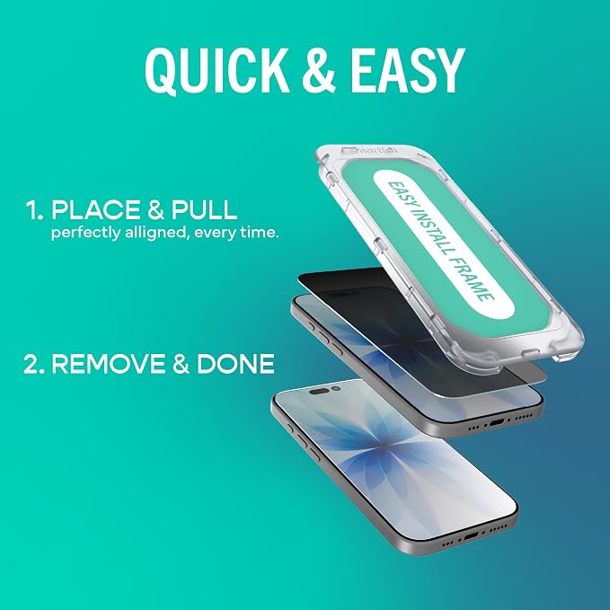Smartish® iPhone 17 Privacy Screen Protector - Tuff Sheet - 2-Pack Tempered Glass Screen Protectors - [Scratch Resistant] 9H Anti Spy with Easy Install Frame - for Apple iPhone 17