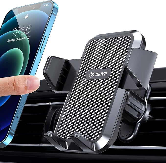 vanva Universal Air Vent Car Mount, [ Big Phones & Thick Case Friendly ] Cell Phone Holder for Car Hands Free Clamp Cradle Vehicle fit for All Apple Smasung Galaxy