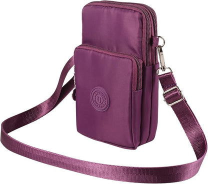 Cell Phone Armband Bag Purse with Crossover Body Shoulder Strap for Samsung Galaxy Z Fold 3 S22 Ultra S21 FE A03S A12 A32 5G A42 5G A52 5G A72 XCover Pro, Moto E G Pure Play G9 Power Pixel 6 (Purple)