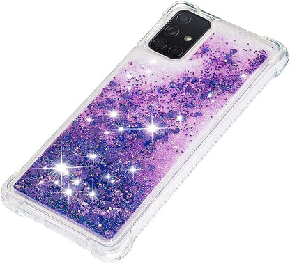 Glitter Case für Galaxy A71 Silicone, Transparent Protective Case Bumper Phone Cover Glitter Floating Liquid Phone Case Full Body Rugged Scratch Slim Shell compatible with Samsung Galaxy A71, Purple