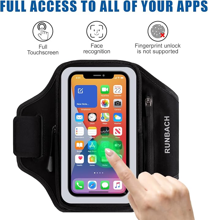 3D Design Zipper Armband for iPhone 15,14,13,12,11,Pro Max, Samsung Galaxy S24,23,22,21+, Ultra, Motorola, Google, Sport Armband with Zipper Slot for Airpods, Buds (6.8 inch)