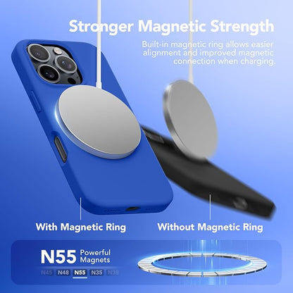 GONEZ Magnetic for iPhone 16 Pro Max Case, Compatible with MagSafe, Liquid Silicone Case, with Screen Protector + Camera Protector, Full Body Protective Shockproof Phone Cover 6.9", Klein Blue