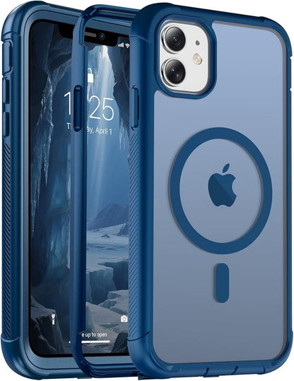 jaroco Magnetic for iPhone 11 Case, [Compatible with MagSafe][Military Grade Drop Protection][Heavy Duty Protection][Non-Slip][Shockproof] 2-Layer Durable Bumper Phone Case 6.1''-Deep Blue