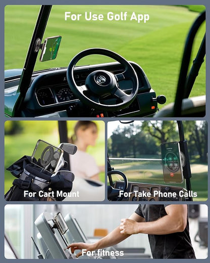 Magnetic Golf Cart Phone Holder, 360° Rotation Magnetic Phone Holder for Golf Cart, Phone Caddy for Golf Cart with MagSafe iPhone, Golf Cart Accessories Gifts for Men with EZGO/Club Car/Yamaha