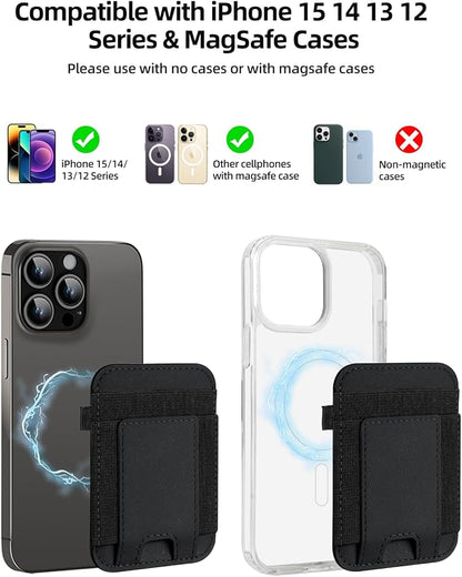 ExtreLife For Magsafe Wallet, Strongest Magnetic Wallet for iPhone 17/16/15/14/13/12 Series, for Magsafe Card Holder with 2 Card Slots, RFID Blocking, Vegan Leather, Hold 7 Cards, Slim, Black