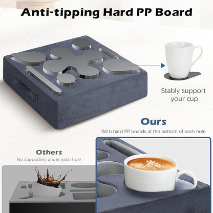 MoKo Couch Cup Holder Pillow, Sofa Bed Cup Holder for Drinks, 7 Slot Tray Couch Drink Holder, Couch Caddy for Remote, Snacks, Drinks, Tablet, Cup Holder for Couch, Bed, Rv, Tv, Car, Man Cave, Boat