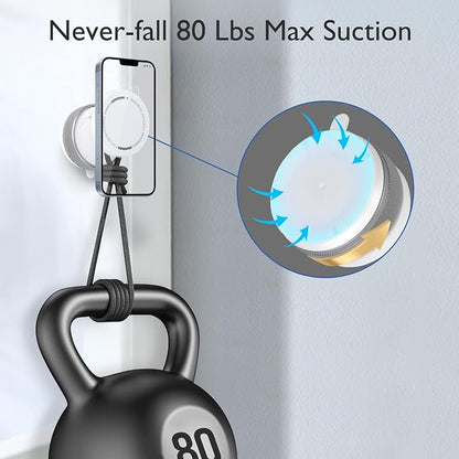 CornrStr Mirror Phone Holder for Shower Magsafe Compatible - Instant Suction Reusable Mirror Phone Holder for Windshield, Car, Travel, Gym, Portable, Fits Android & iPhone 17, 16, 15