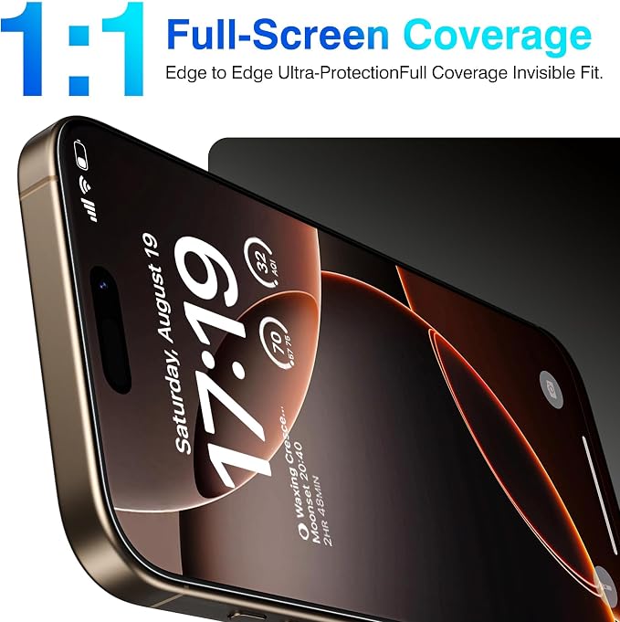 EZ-GLAZ- 4 Pack for iPhone 16 Pro Screen Protector [6.3"] With 2 Pack Camera Lens Protector, 9H+ Hardness 12FT Military Grade Shatterproof Scratch Resistant Durable Tempered Glass Film with Flawless Fit Kit, HD Clear