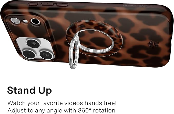 VELVET CAVIAR Compatible with MagSafe Phone Grip 2.0 | Cute Magnetic Ring Holder | Finger Loop Kickstand | Pop On Accessory for iPhone 17, 16, 15, 14, 13, 12 | It Girl Leopard