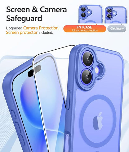 FNTCASE for iPhone 16 Plus Case: [Compatible with Magsafe] Integrated Silicone Phone Cases with [Full Camera Protection] [Screen Protector] Military Grade Shockproof Protective Cover - Ultramarine