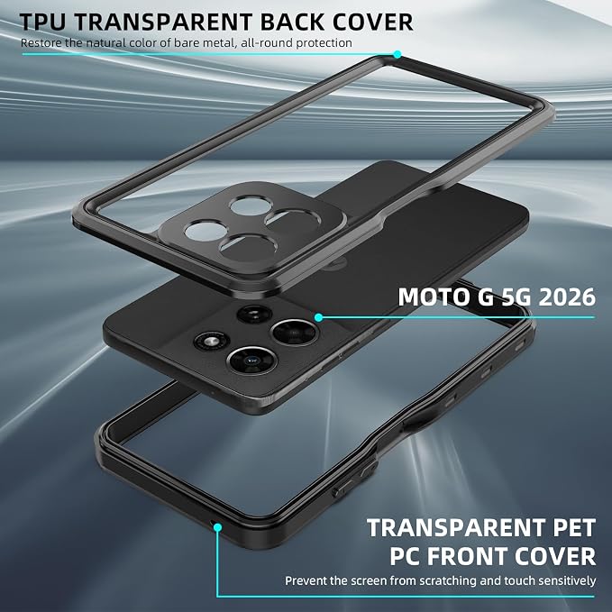 for Moto G Play 5G 2026 Phone Case,Waterproof Case with Built-in Screen Protector & Cell Phone Ring Holder, Full Body Shockproof Rugged Heavy Duty Protection Cover for Moto G PLAY 5G 2026 Case（4G/5G)