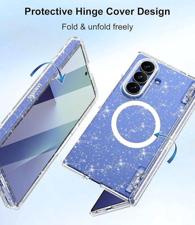 Btscase for Samsung Galaxy Z Fold 7 Case,Built in Front Screen Protector,Gold Glitter Marble Pattern Hard PC Slim Shockproof Full Body Drop Protective Case for Galaxy Z Fold 7 5G, Glitter