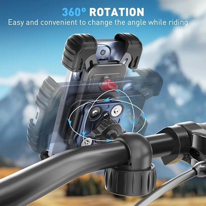Hiboy Motorcycle Phone Mount Holder - Upgrade Vibration Dampener - 360° Rotatable Bicycle Phone Holder, Bike Scooter Handlebar Phone Clip for 5.1" - 6.8" Smartphones