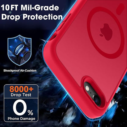 MOCCA Strong Magnetic for iPhone SE Case 2022/iPhone SE 2020 Case/iPhone 7 Case/iPhone 8 Case [Compatible with Magsafe] Slim Thin Translucent Matte Protective Cover Phone Case 4.7'', Red