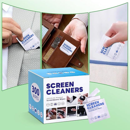 300 Pcs Cleaning Wipes for Glasses,Pre-Moistened Lens Cleaning Wipes, Computer & Laptops Screens, Smart Phones, Optical Lens, Goggles, and Watch Screen l Quick-Dry and Scratch-Free (300)