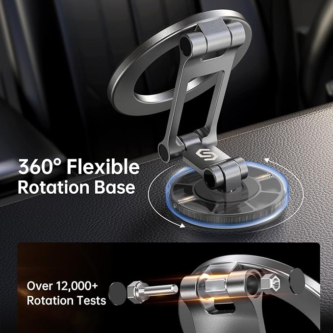 SYNCWIRE Fits MagSafe Car Mount, [All-Metal] Magnetic Phone Holder for Car, [Flexible Three-axis] 360° Rotation Magnetic Car Mount Strong Magnets Car Phone Holder for iPhone 17 16 15 14 Pro Max
