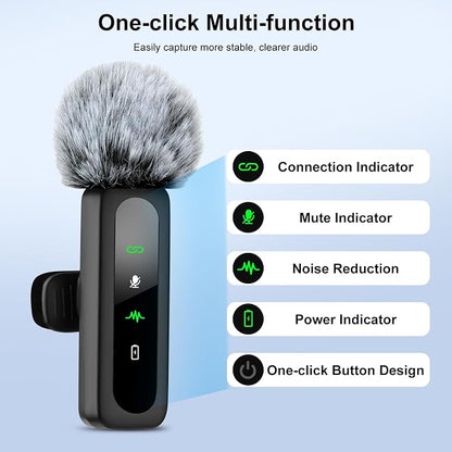 Wireless Mini Microphone for iPhone-Noise Reduction Lapel Mic for Ipad, Android,Clip-on Mini Microphone,Ideal for Vlog Tiktok YouTube Podcast Content Creator