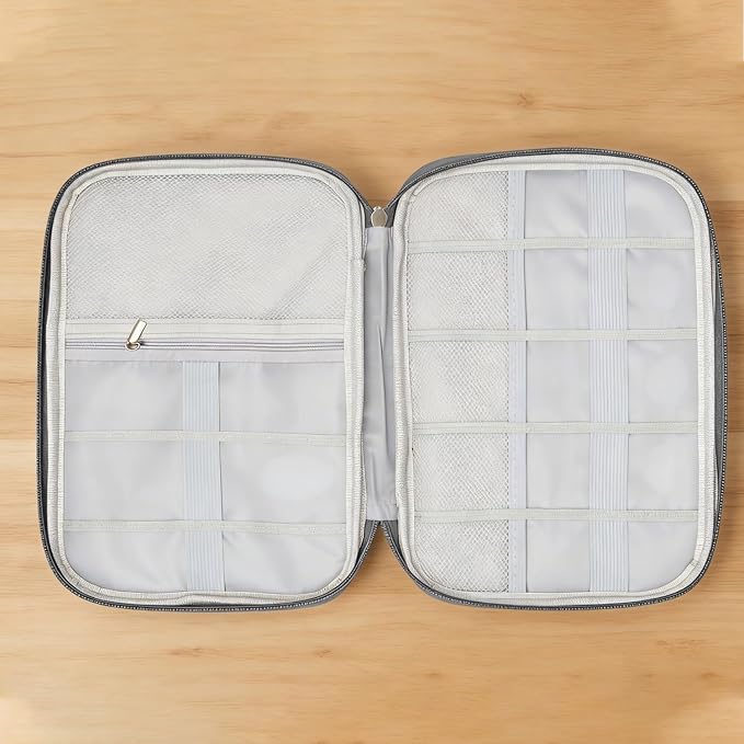 Yamrots Travel Cable Organizer, Electronic Organizer Travel Case, Portable Storage Bag for SD Card, Charger, Power Bank, Earphone (Grey)