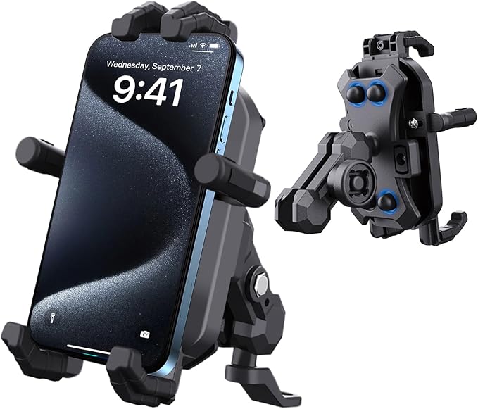 Motorcycle Rear View Mirror Phone Mount Compatible with 4.8-7" Cell Phone 360° Rotatabe Motorbike Rearview Mirror Phone Holder with Vibration Dampener for Motorcycle ATV Scooter Moped Bike Stroller