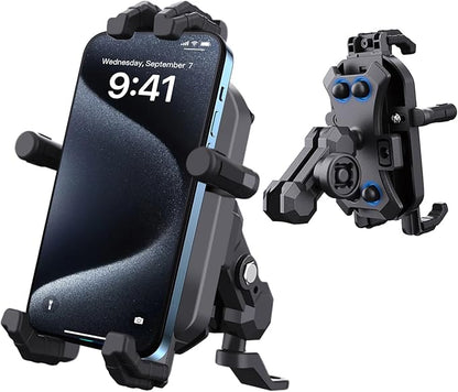 Motorcycle Rear View Mirror Phone Mount Compatible with 4.8-7" Cell Phone 360° Rotatabe Motorbike Rearview Mirror Phone Holder with Vibration Dampener for Motorcycle ATV Scooter Moped Bike Stroller