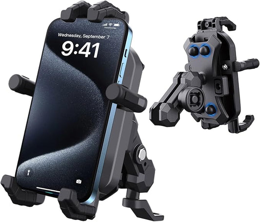 Motorcycle Rear View Mirror Phone Mount Compatible with 4.8-7" Cell Phone 360° Rotatabe Motorbike Rearview Mirror Phone Holder with Vibration Dampener for Motorcycle ATV Scooter Moped Bike Stroller